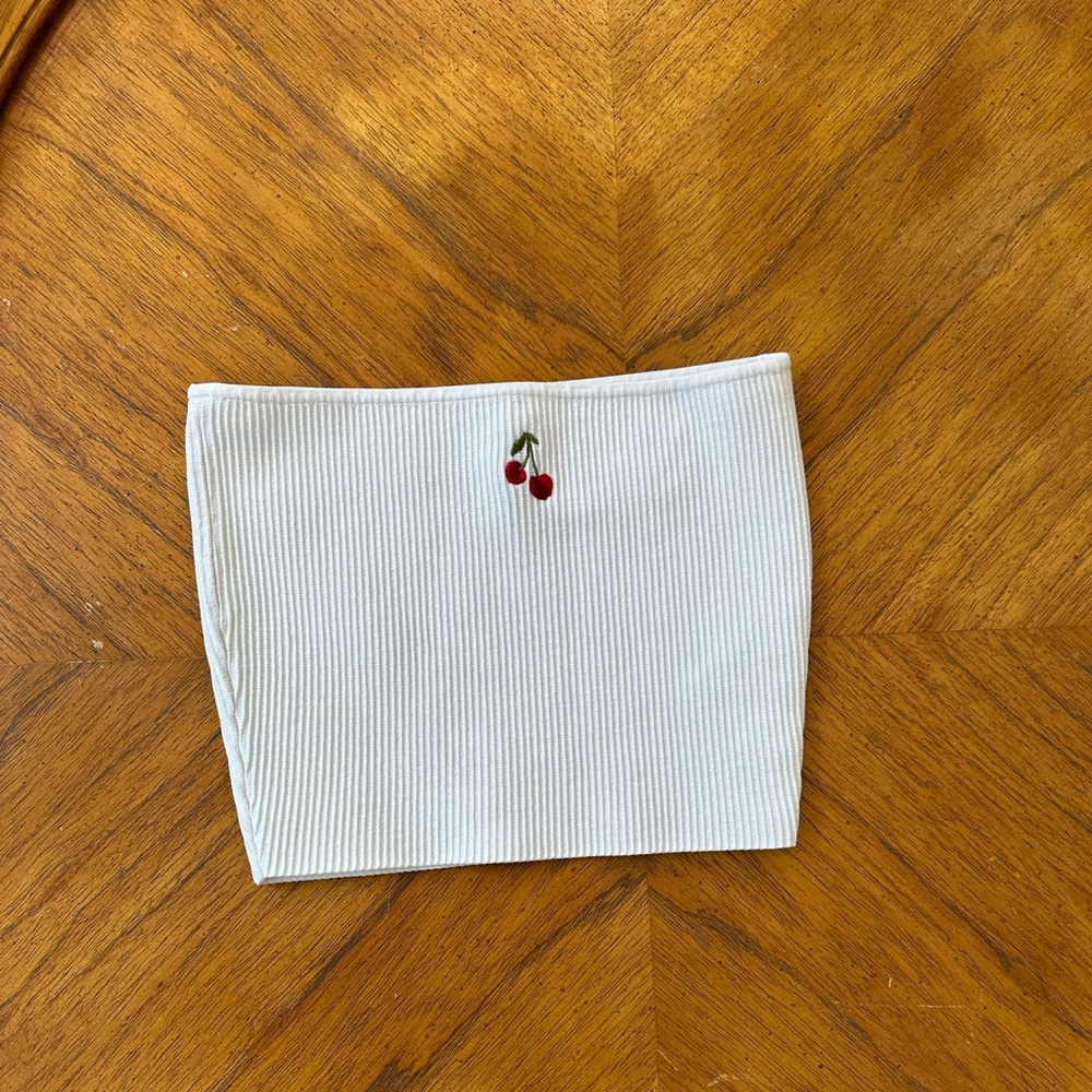 White tube top with cherry